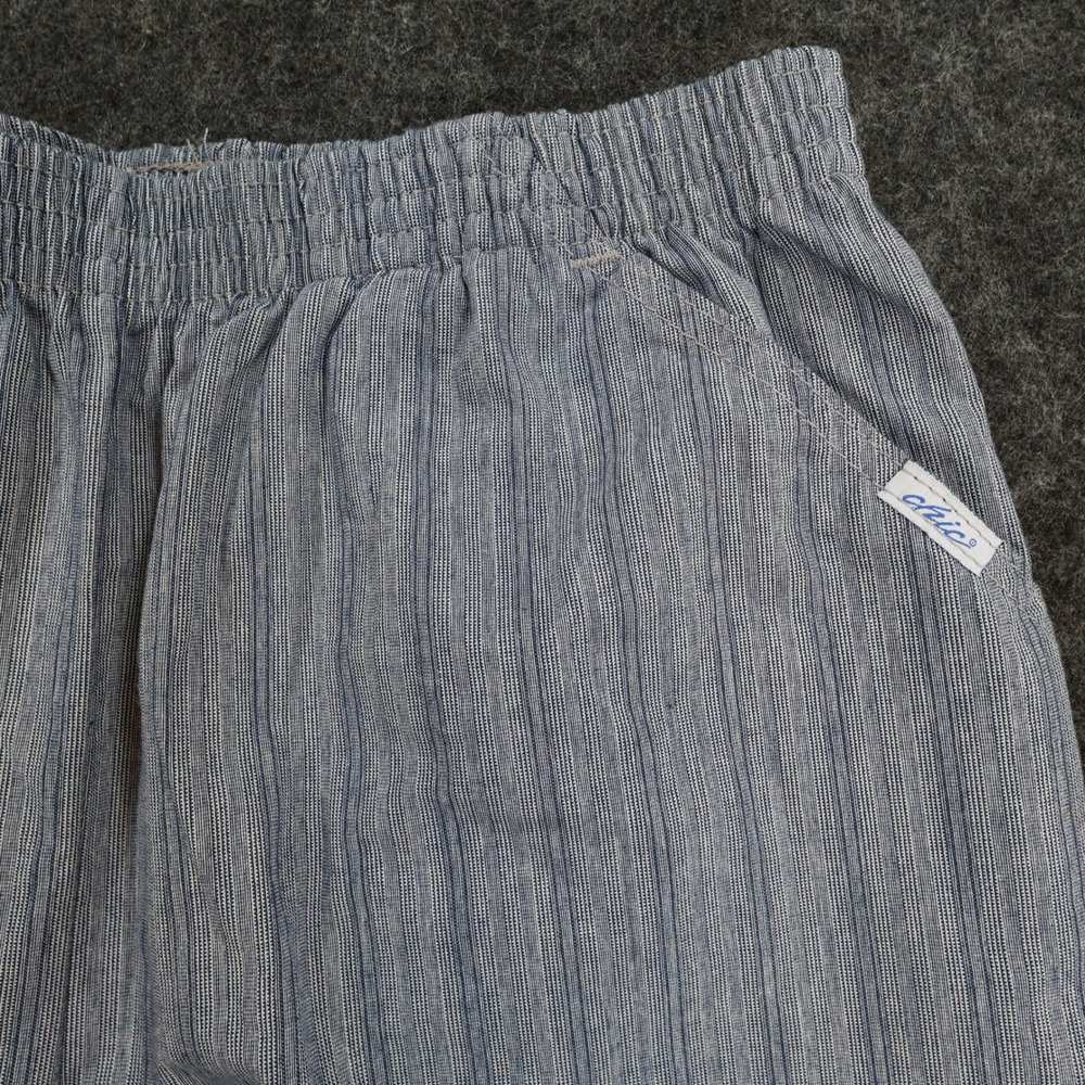 Chic Pull On Pants Womens 14 Petite Blue 100% Cotton Striped Elastic Waist - Picture 10 of 13